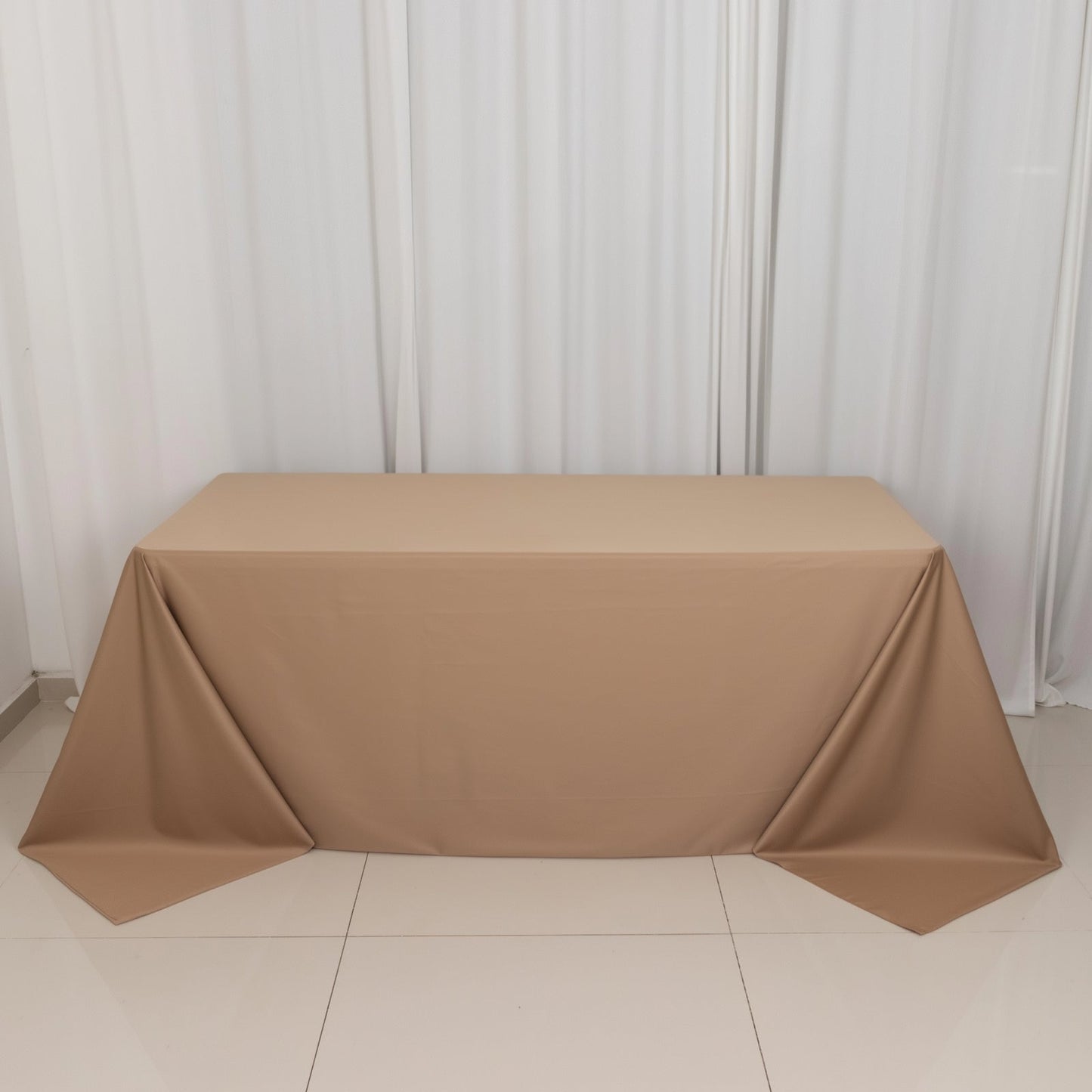 Scuba Rectangular 90"x132" Tablecloth Nude - Wrinkle Free, Stain Resistant & Seamless Table Cover