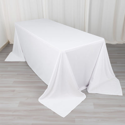 Scuba Rectangular 90"x132" Tablecloth White - Wrinkle Free, Stain Resistant & Seamless Table Cover for Weddings and Parties