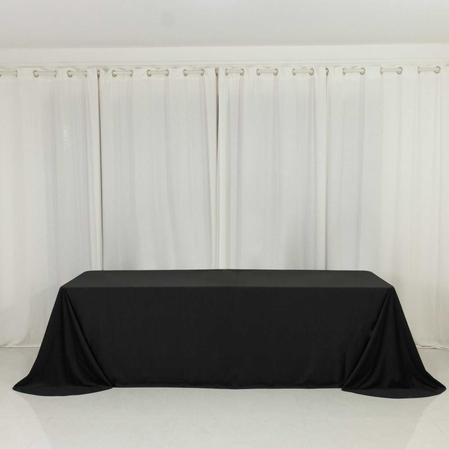 Scuba Rectangular 90"x156" Tablecloth Black with Rounded Corners â€“ Seamless, Wrinkle Free & Stain Resistant Table Cover