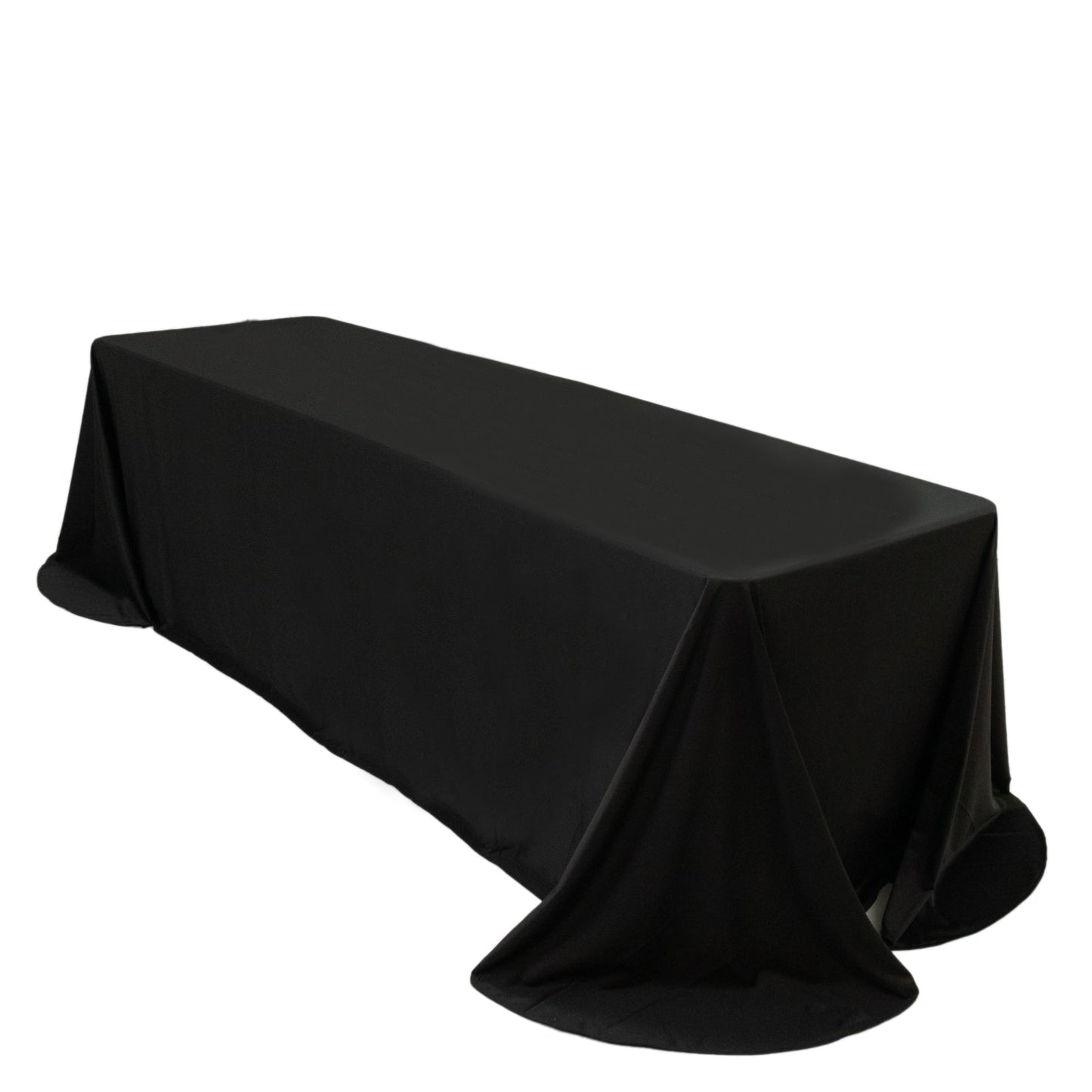 Scuba Rectangular 90"x156" Tablecloth Black with Rounded Corners â€“ Seamless, Wrinkle Free & Stain Resistant Table Cover