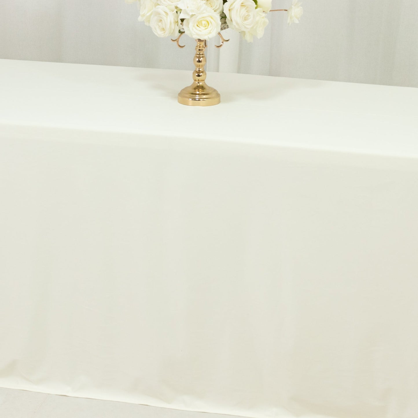 Scuba Rectangular 90"x156" Tablecloth Ivory with Rounded Corners â€“ Seamless, Wrinkle Free & Stain Resistant Table Cover