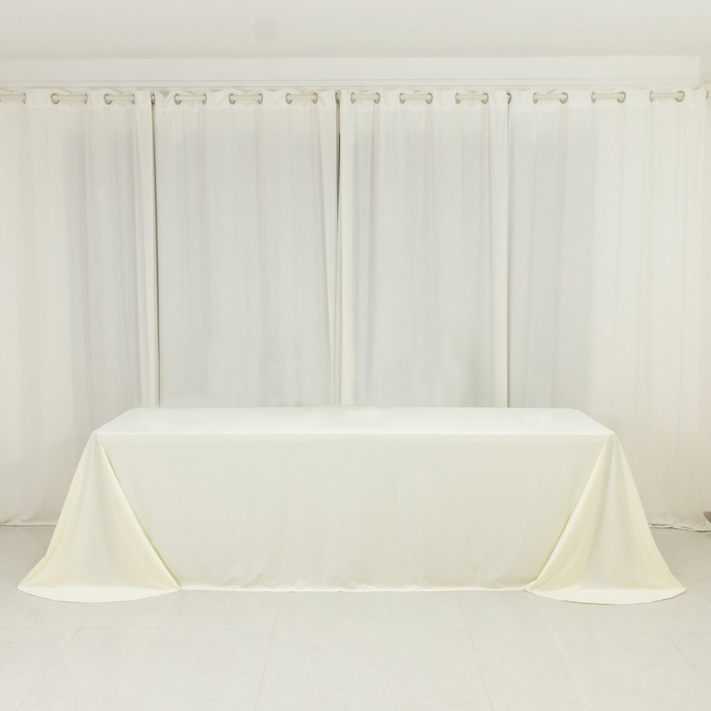 Scuba Rectangular 90"x156" Tablecloth Ivory with Rounded Corners â€“ Seamless, Wrinkle Free & Stain Resistant Table Cover