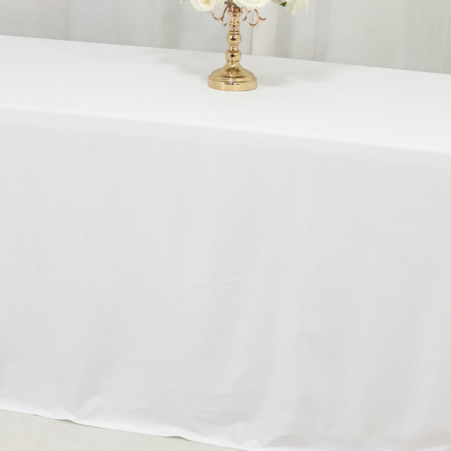 Scuba Rectangular 90"x156" Tablecloth White with Rounded Corners â€“ Seamless, Wrinkle Free & Stain Resistant Table Cover