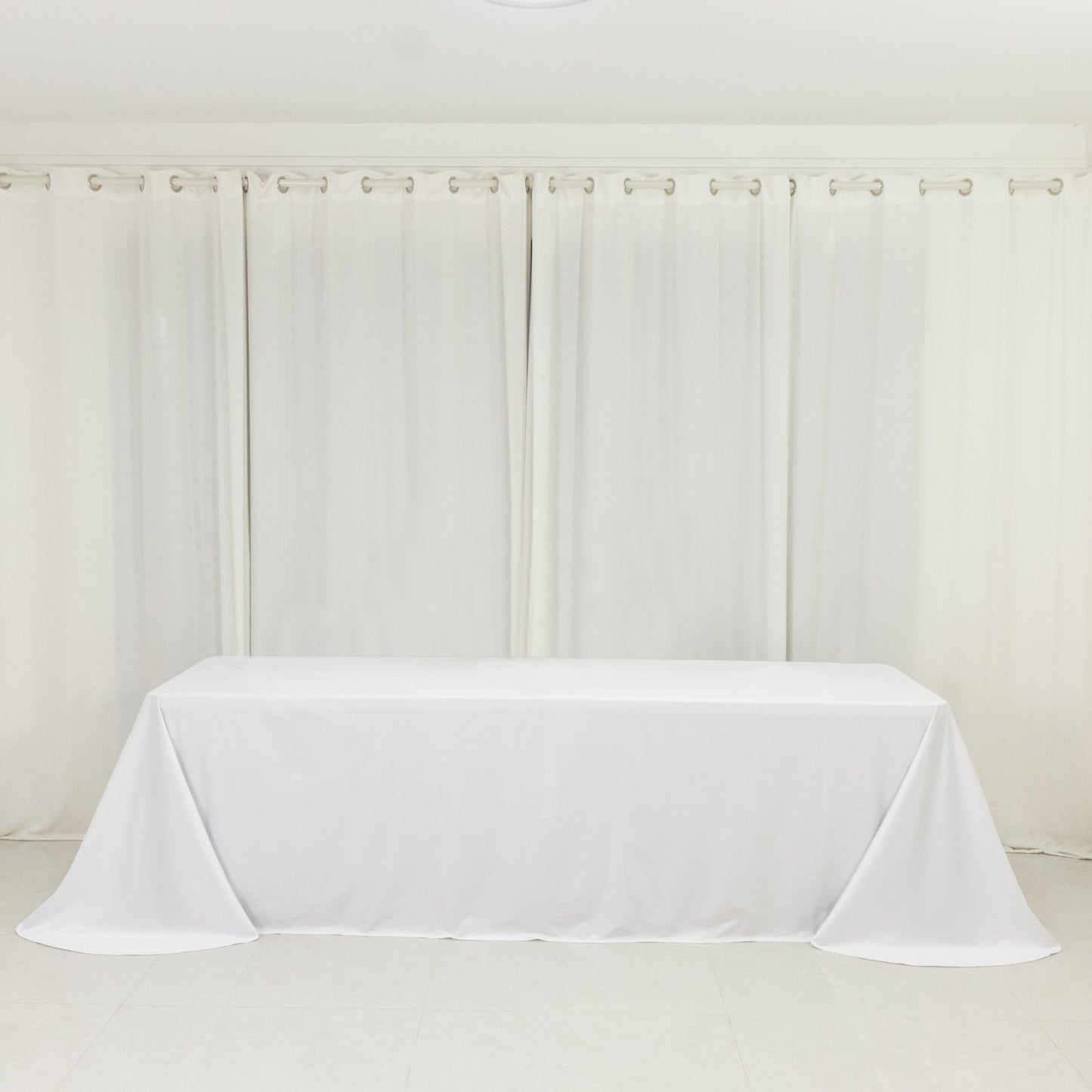 Scuba Rectangular 90"x156" Tablecloth White with Rounded Corners â€“ Seamless, Wrinkle Free & Stain Resistant Table Cover