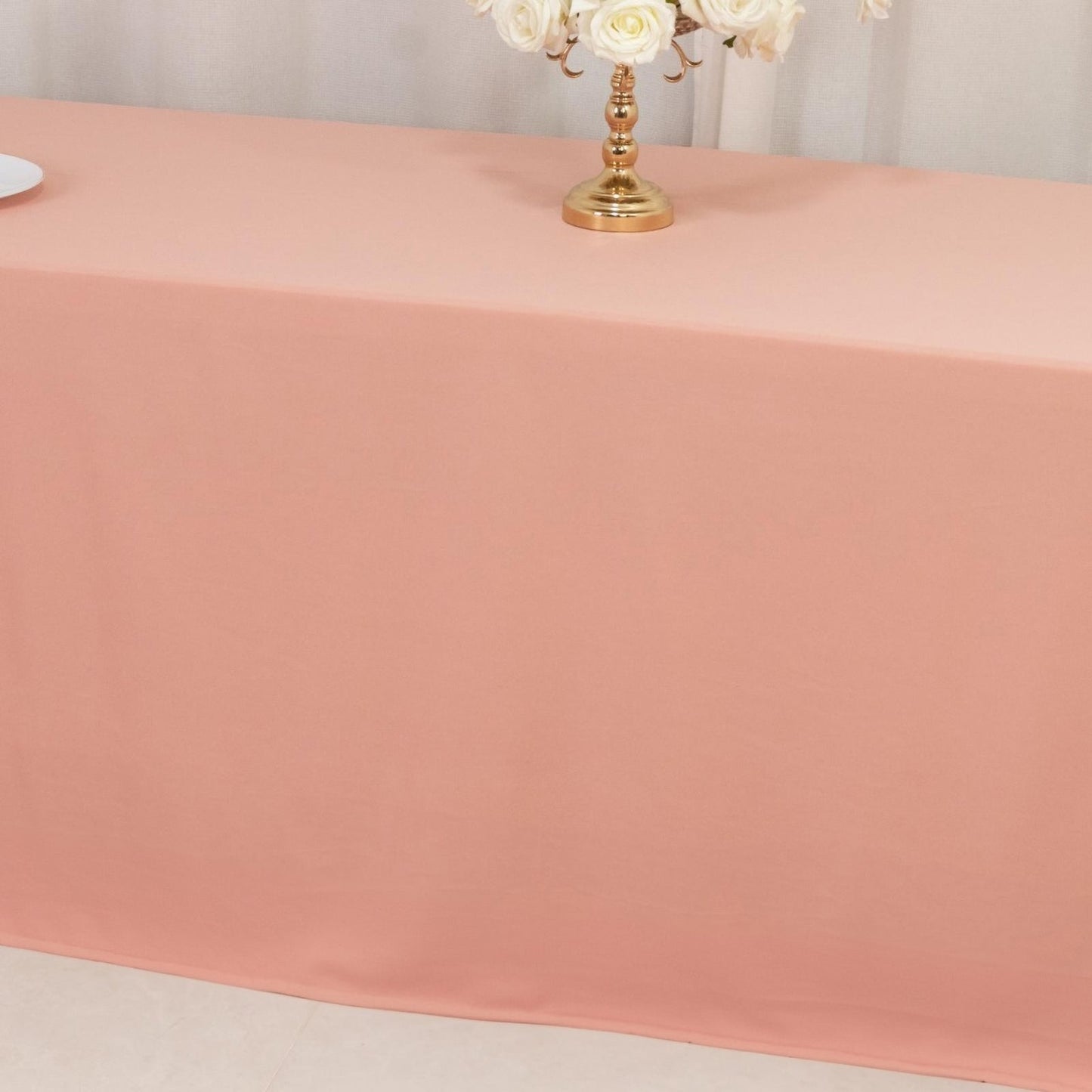 Scuba Rectangular 90"x156" Tablecloth Dusty Rose - Wrinkle Free, Stain Resistant & Seamless Table Cover