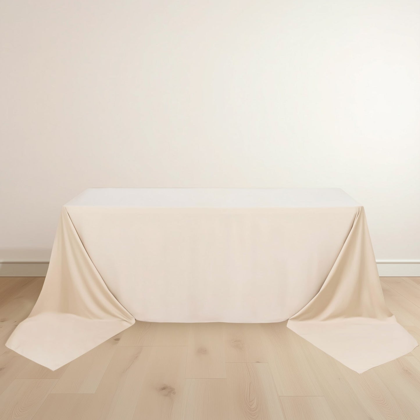 Scuba Rectangular 90"x156" Tablecloth Beige - Wrinkle Free, Stain Resistant & Seamless Table Cover