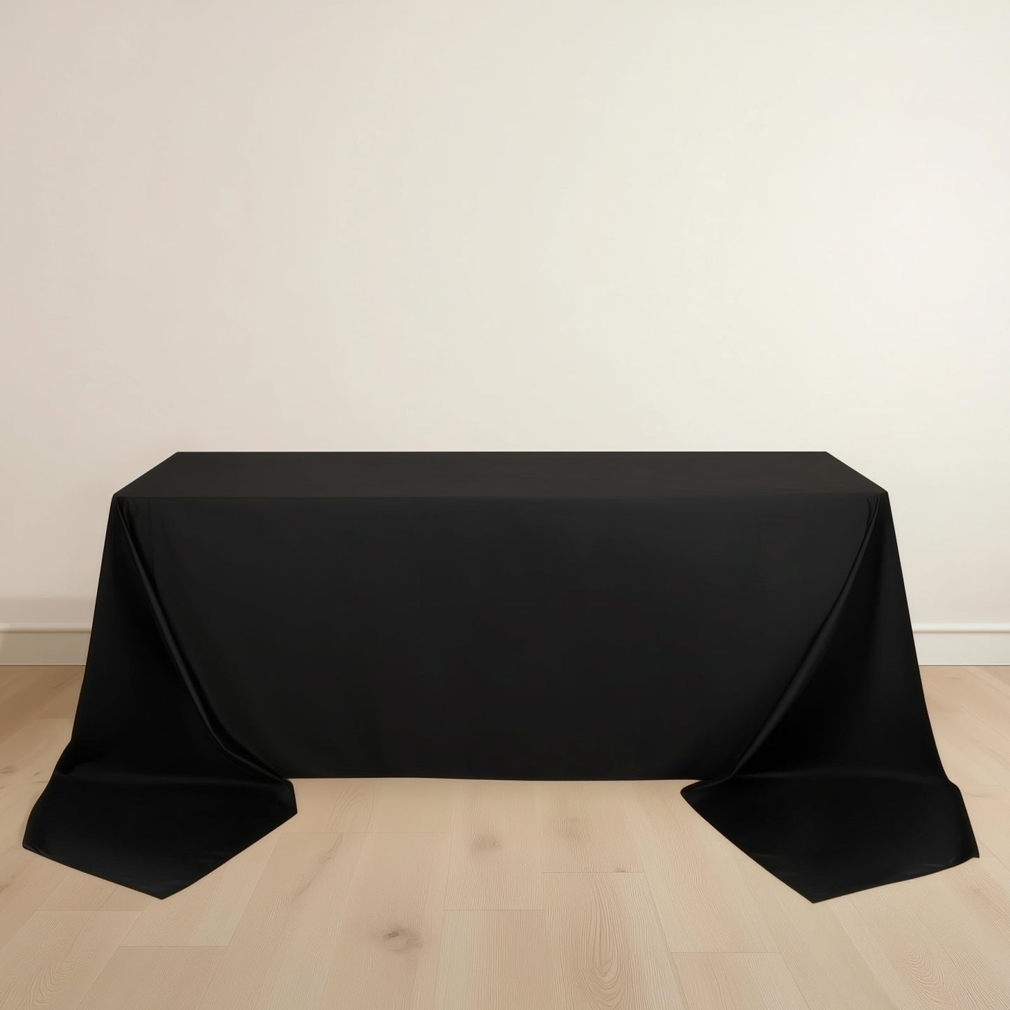 Scuba Rectangular 90"x156" Tablecloth Black - Wrinkle Free, Stain Resistant & Seamless Table Cover for Weddings and Parties