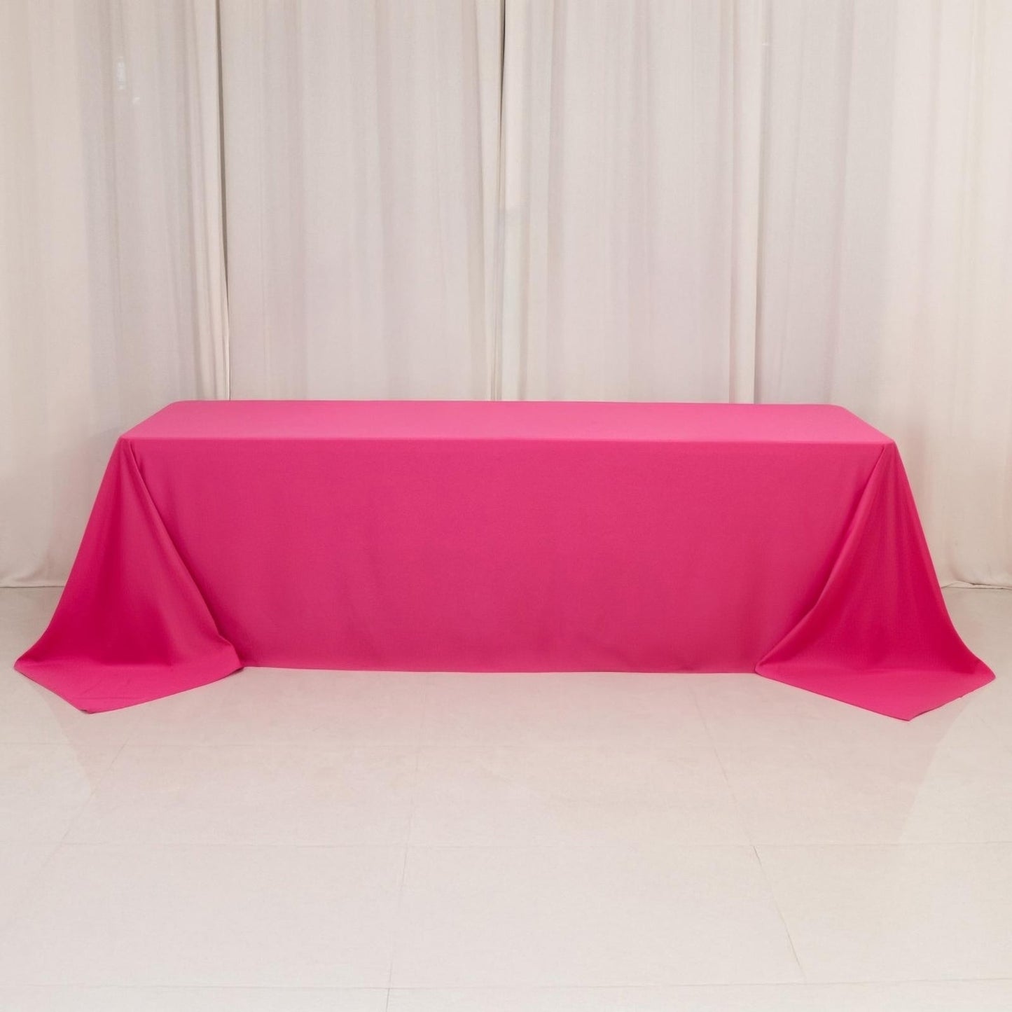 Scuba Rectangular 90"x156" Tablecloth Fuchsia - Wrinkle Free, Stain Resistant & Seamless Table Cover