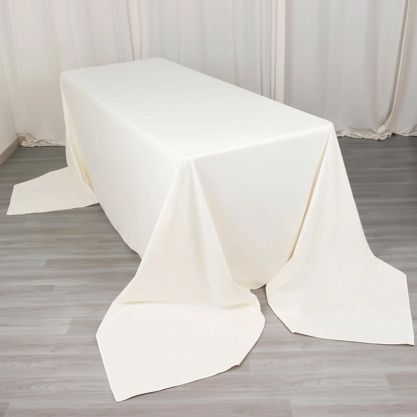 Scuba Rectangular 90"x156" Tablecloth Ivory - Wrinkle Free, Stain Resistant & Seamless Table Cover
