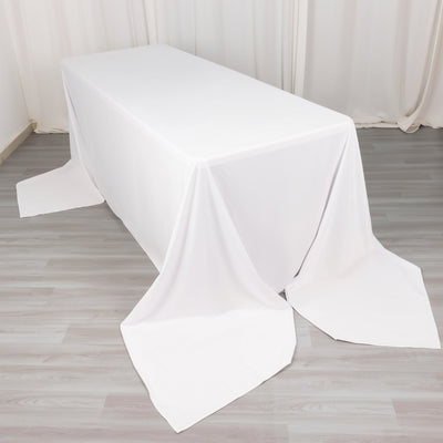 Scuba Rectangular 90"x156" Tablecloth White - Wrinkle Free, Stain Resistant & Seamless Table Cover for Weddings and Parties