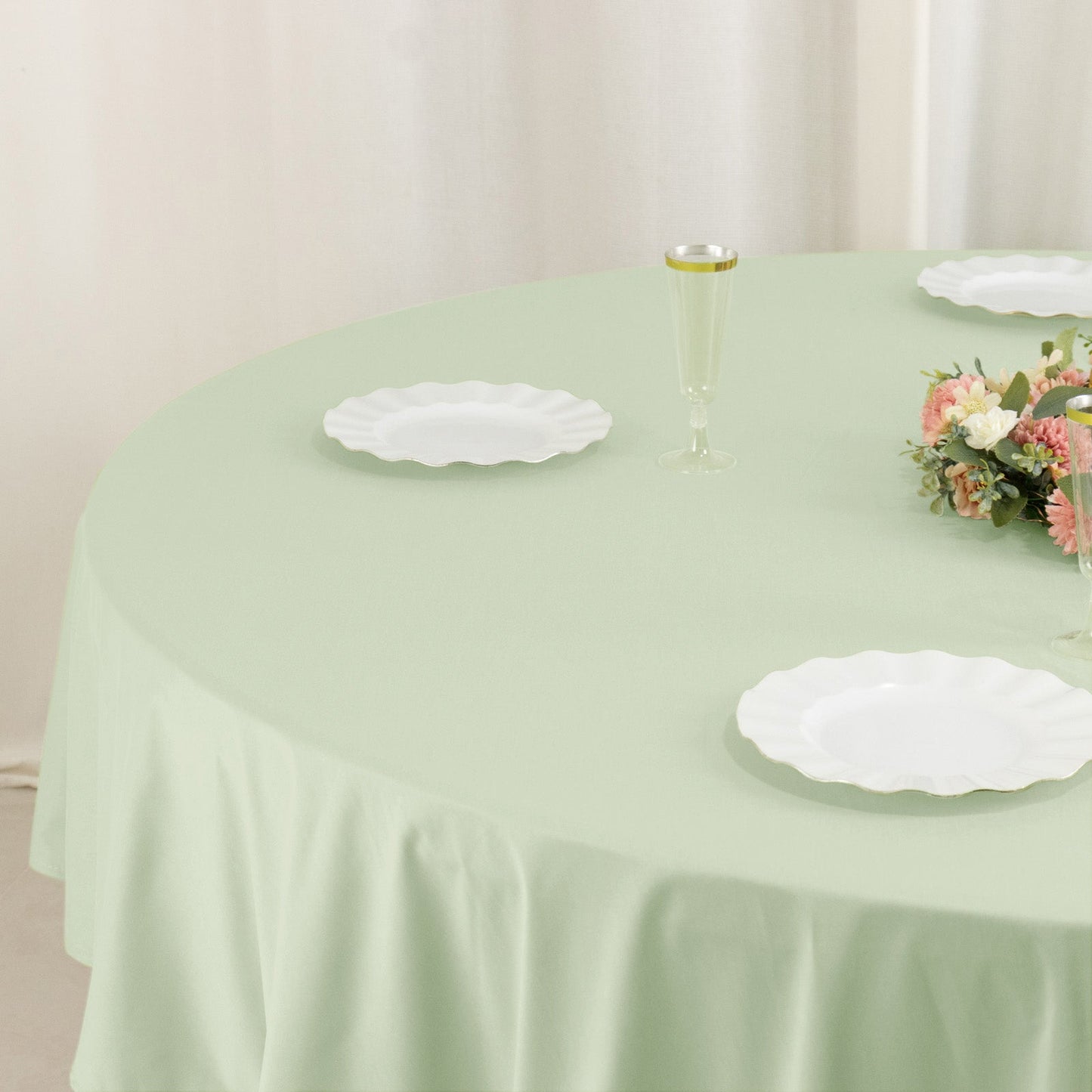 Scuba Round 90" Tablecloth Sage Green - Wrinkle Free & Stain Resistant Table Cover