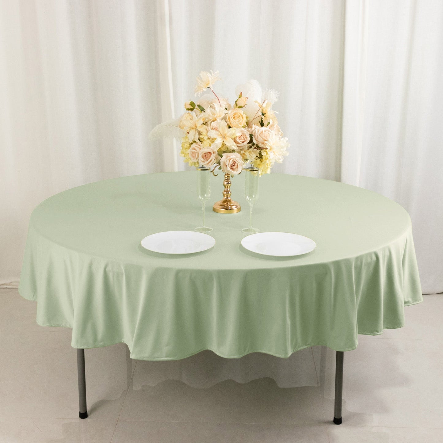 Scuba Round 90" Tablecloth Sage Green - Wrinkle Free & Stain Resistant Table Cover