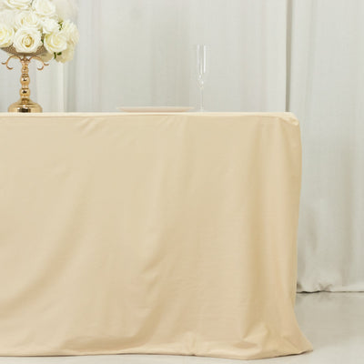 6ft Scuba Rectangular Fitted Tablecloth Beige â€“ Wrinkle-Free, Stain Resistant