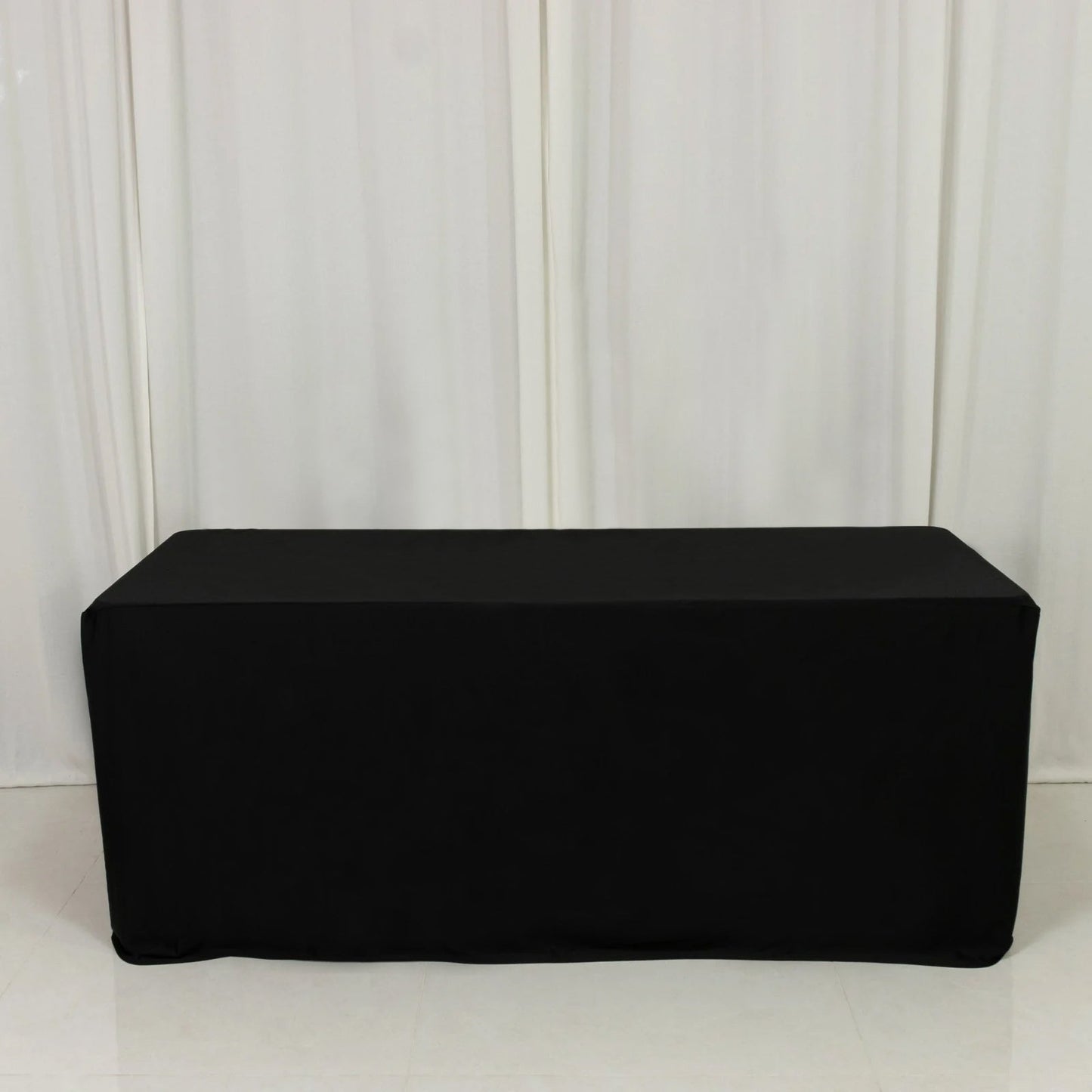 6ft Scuba Rectangular Fitted Tablecloth Black â€“ Wrinkle-Free, Stain Resistant