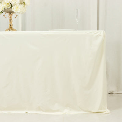 6ft Scuba Rectangular Fitted Tablecloth Ivory â€“ Wrinkle-Free, Stain Resistant
