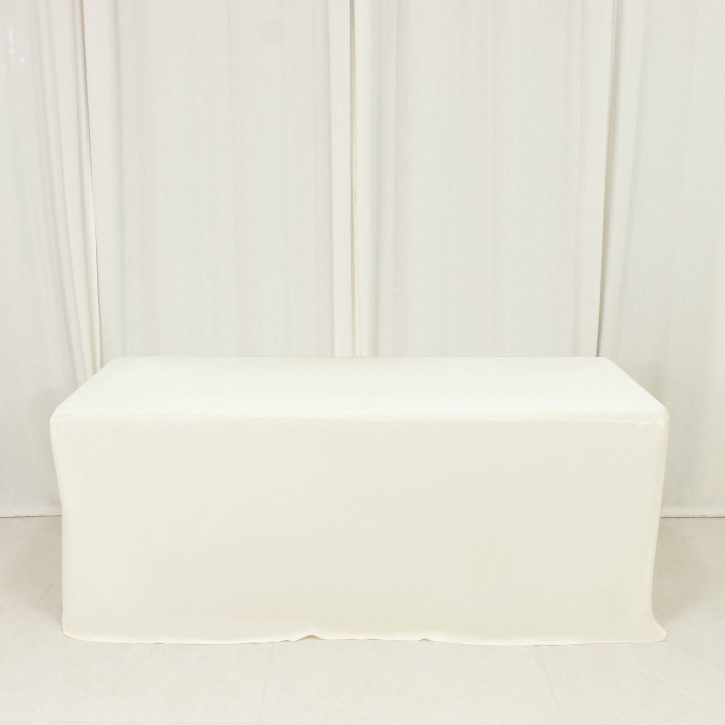 6ft Scuba Rectangular Fitted Tablecloth Ivory â€“ Wrinkle-Free, Stain Resistant