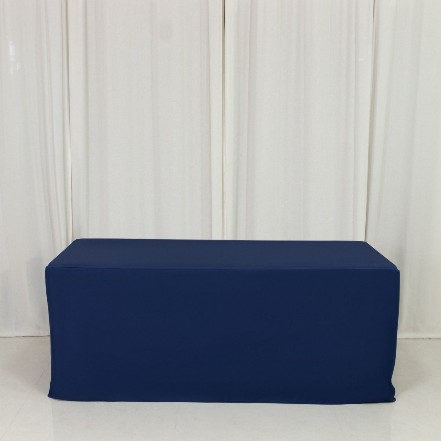 6ft Scuba Rectangular Fitted Tablecloth Navy Blue â€“ Wrinkle-Free, Stain Resistant