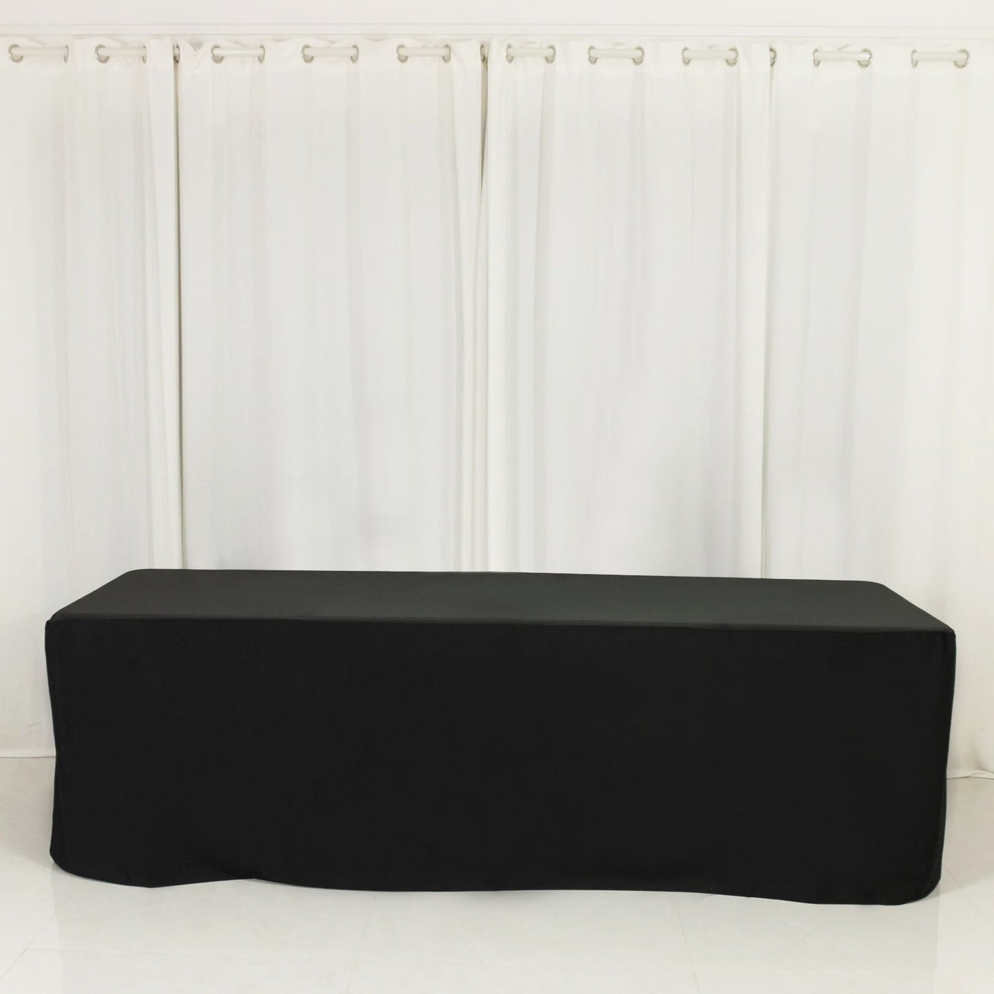 8ft Scuba Rectangular Fitted Tablecloth Black â€“ Wrinkle-Free, Stain Resistant