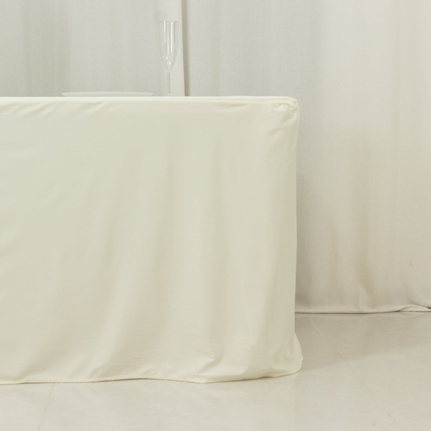 8ft Scuba Rectangular Fitted Tablecloth Ivory â€“ Wrinkle-Free, Stain Resistant
