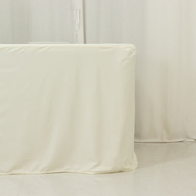 8ft Scuba Rectangular Fitted Tablecloth Ivory â€“ Wrinkle-Free, Stain Resistant