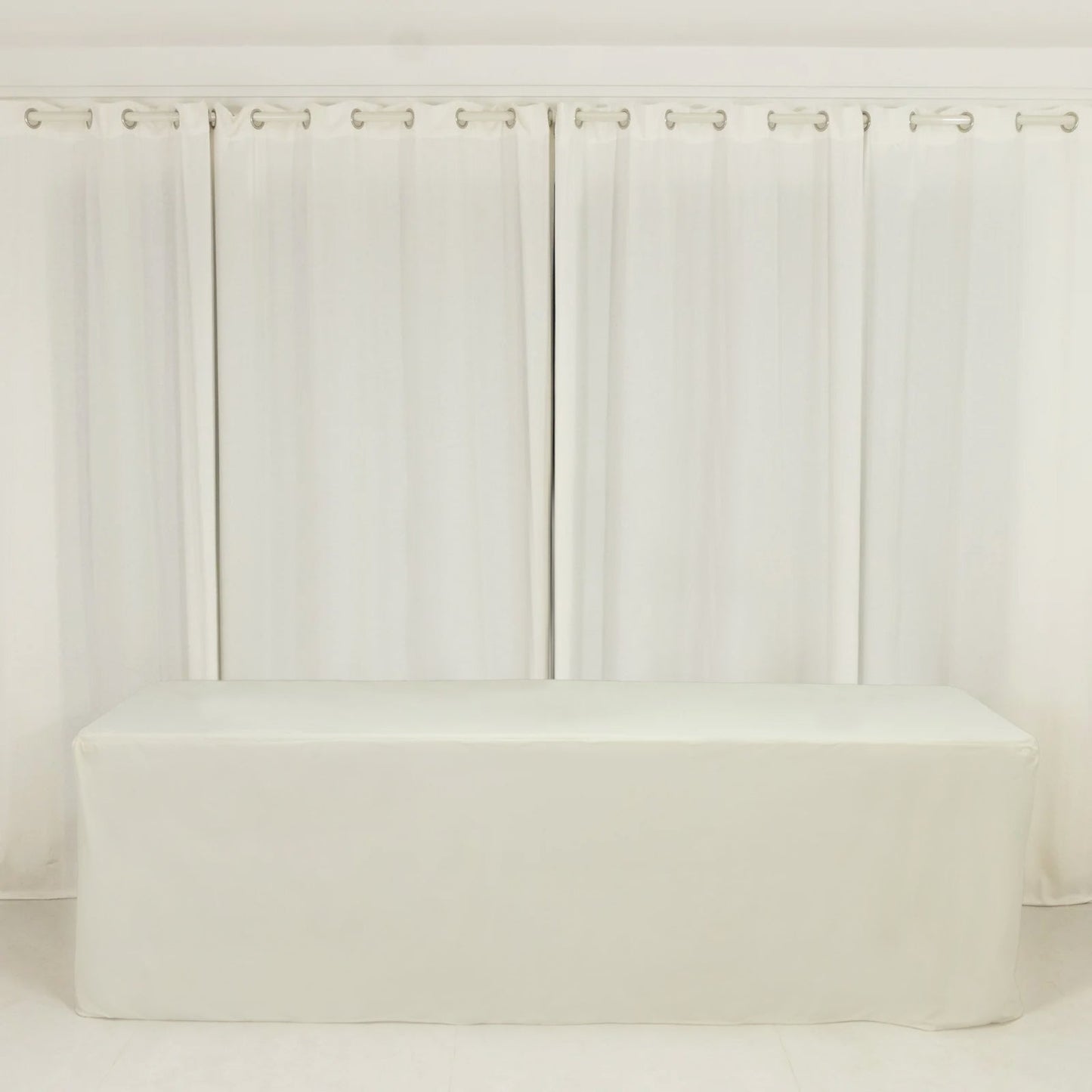 8ft Scuba Rectangular Fitted Tablecloth Ivory â€“ Wrinkle-Free, Stain Resistant