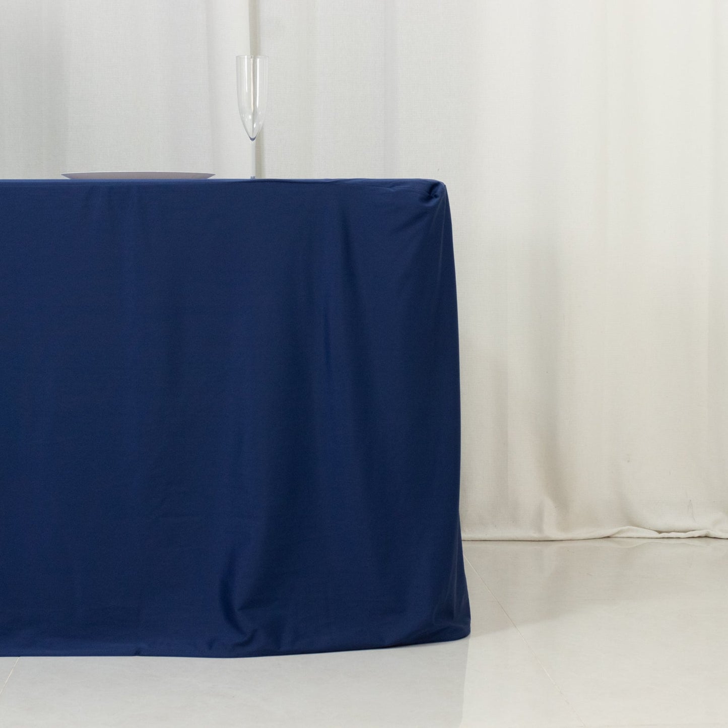 8ft Scuba Rectangular Fitted Tablecloth Navy Blue â€“ Wrinkle-Free, Stain Resistant
