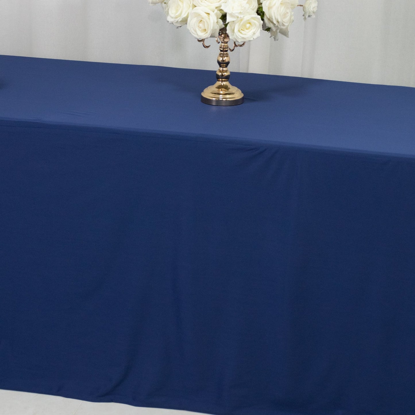 8ft Scuba Rectangular Fitted Tablecloth Navy Blue â€“ Wrinkle-Free, Stain Resistant