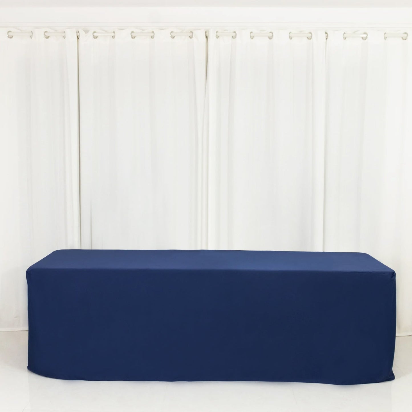 8ft Scuba Rectangular Fitted Tablecloth Navy Blue â€“ Wrinkle-Free, Stain Resistant