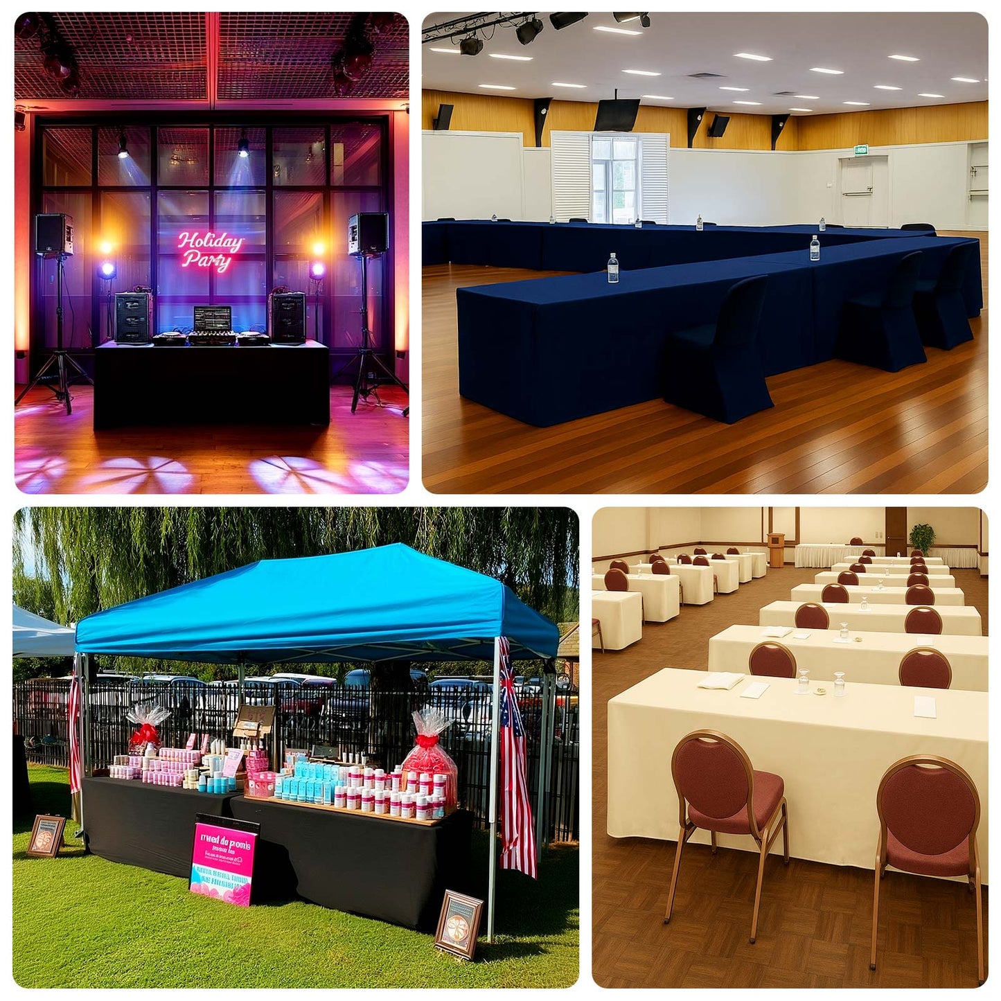 8ft Scuba Rectangular Fitted Tablecloth White â€“ Wrinkle-Free, Stain Resistant