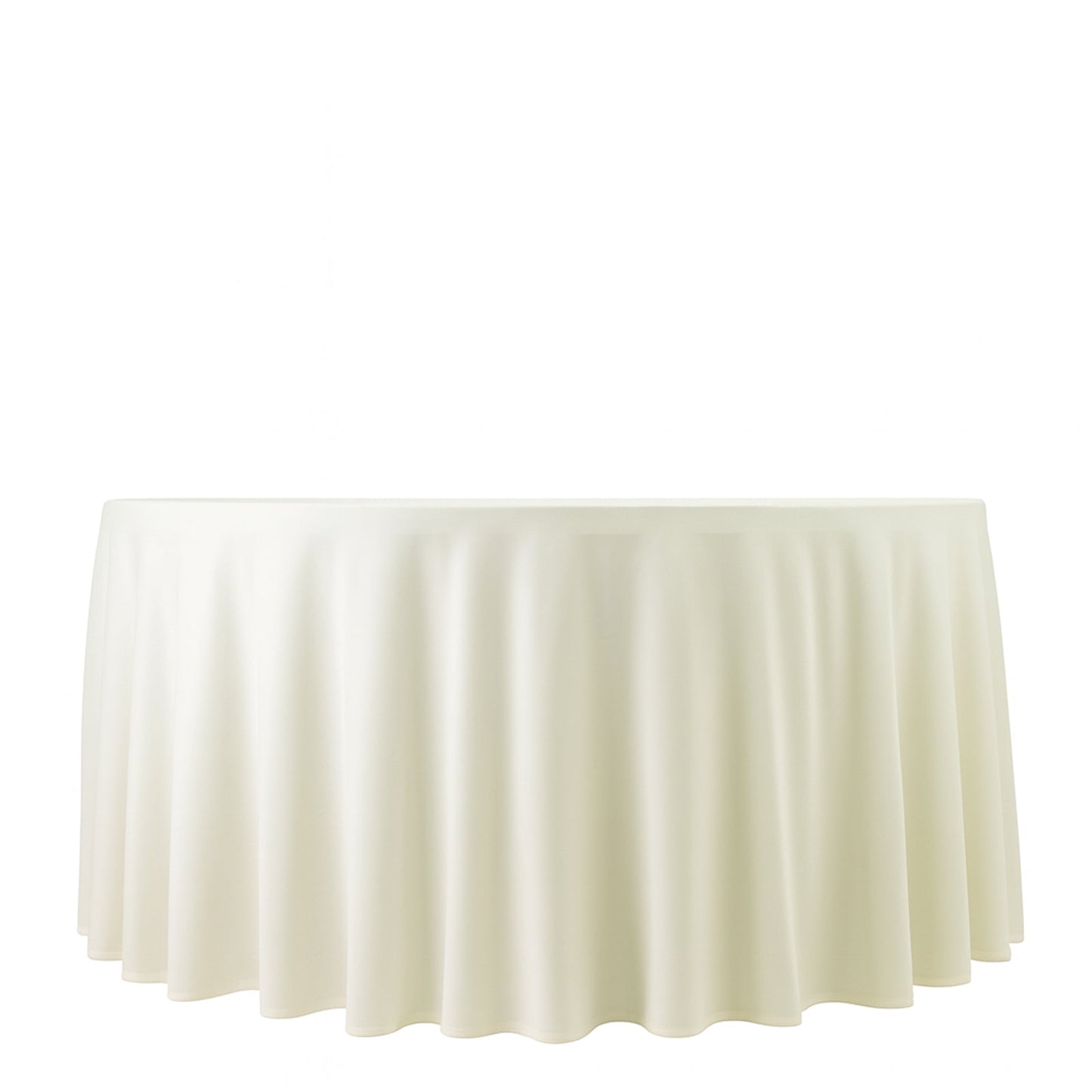 Fire Retardant Scuba Tablecloth â€“ 120" Round Ivory, Wrinkle Free, Stain Resistant, Seamless Polyester Cover