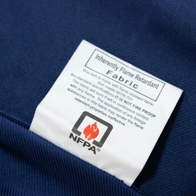 Fire Retardant Scuba Tablecloth â€“ 120" Round Navy Blue, Wrinkle Free, Stain Resistant, Seamless Polyester Cover