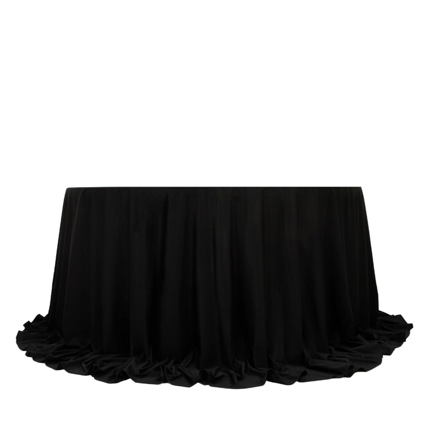 Fire Retardant Scuba Tablecloth â€“ 132" Round Black, Wrinkle Free, Stain Resistant, Seamless Polyester Cover