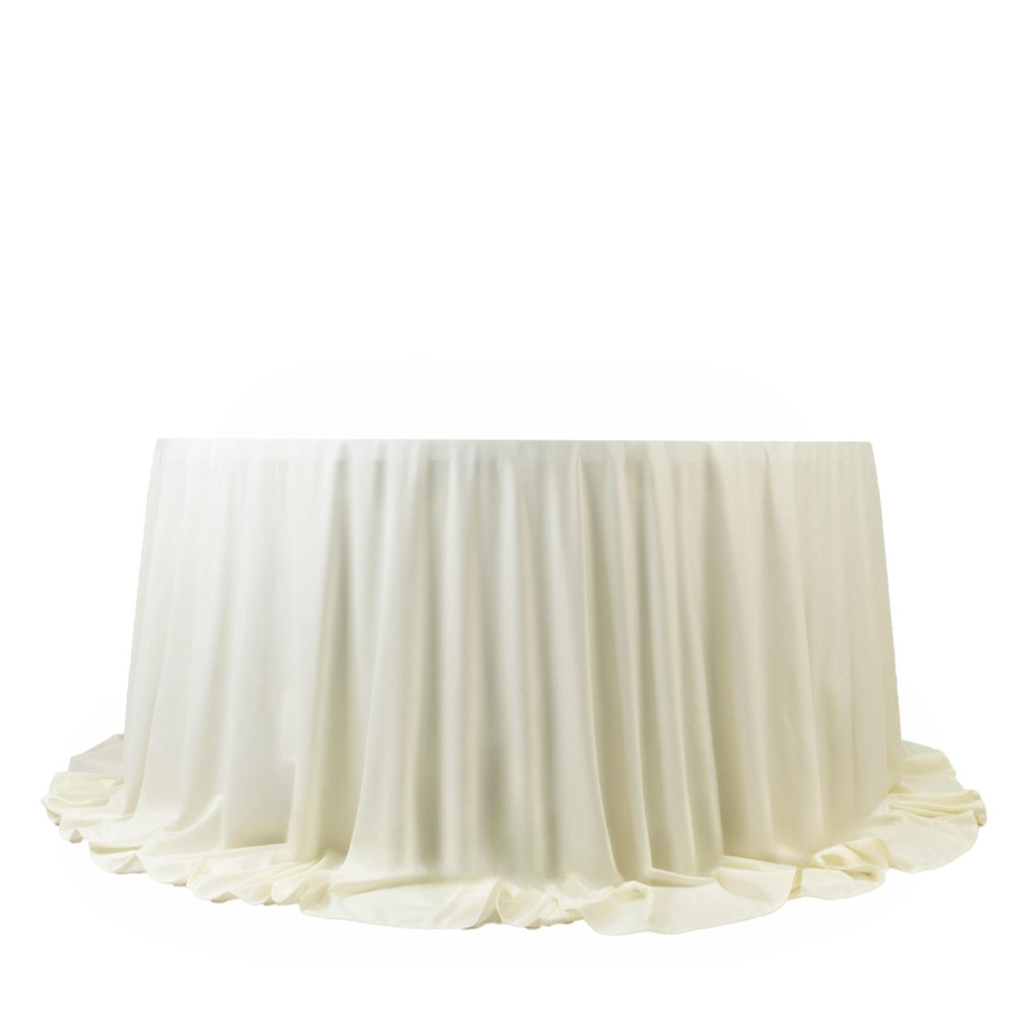 Fire Retardant Scuba Tablecloth â€“ 132" Round Ivory, Wrinkle Free, Stain Resistant, Seamless Polyester Cover