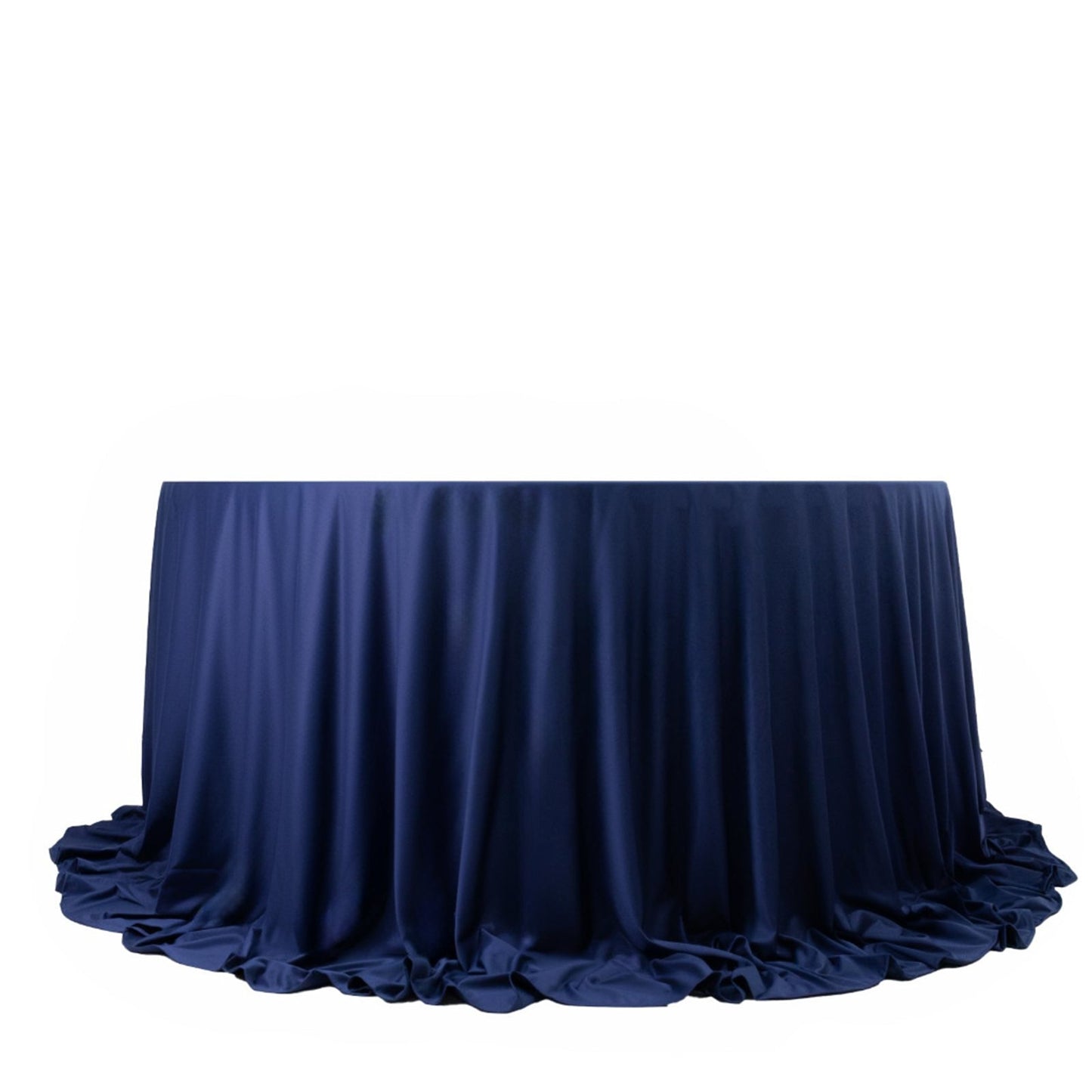 Fire Retardant Scuba Tablecloth â€“ 132" Round Navy Blue, Wrinkle Free, Stain Resistant, Seamless Polyester Cover