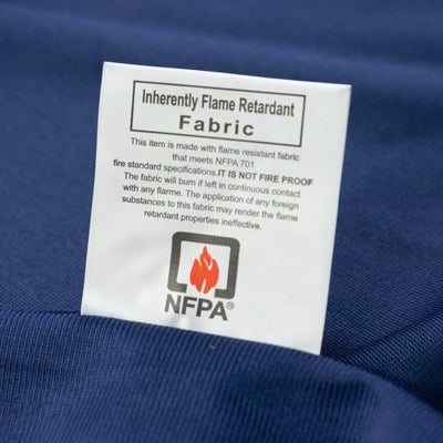 Fire Retardant Scuba Tablecloth â€“ 132" Round Navy Blue, Wrinkle Free, Stain Resistant, Seamless Polyester Cover