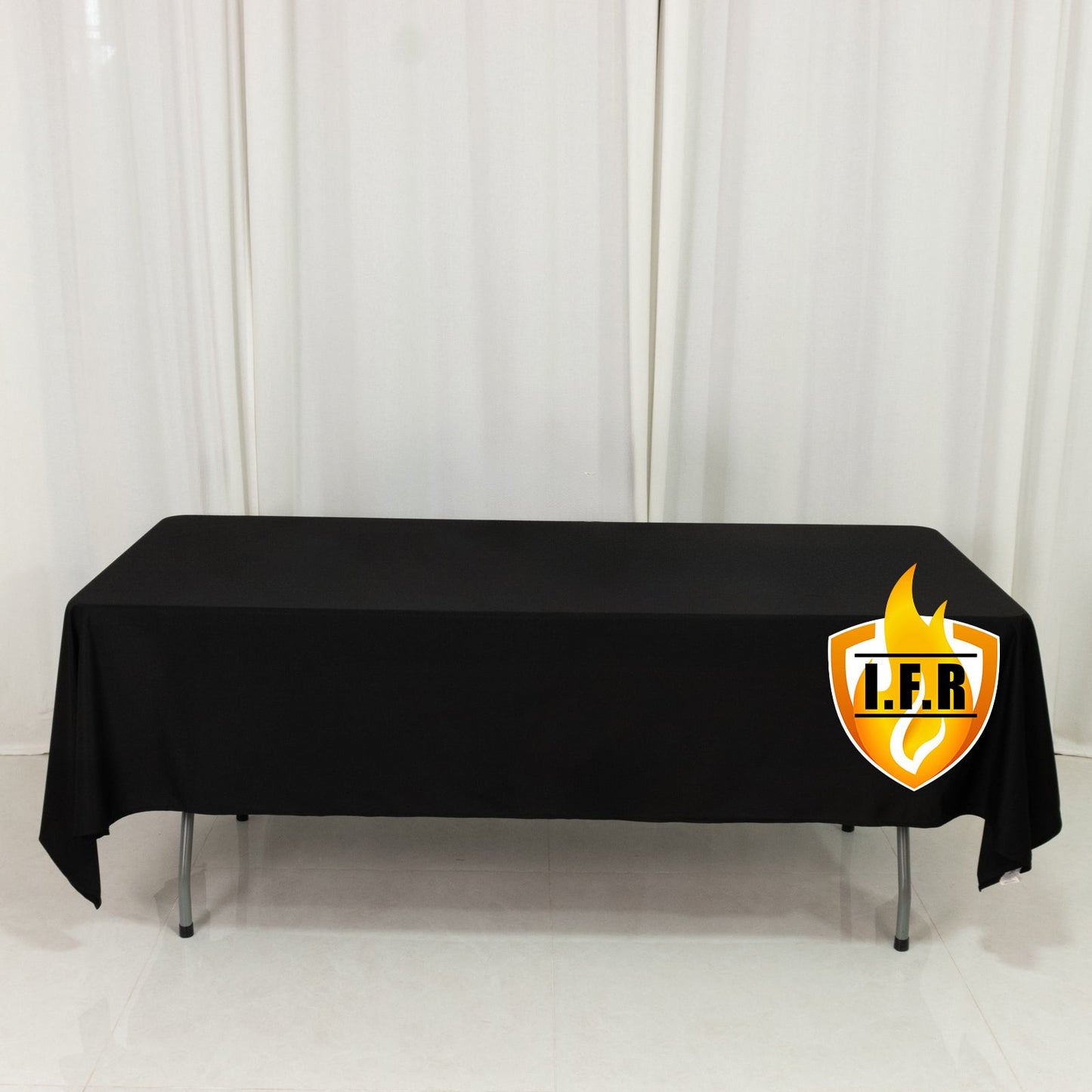 Fire Retardant Scuba Tablecloth â€“ 60"x102" Rectangle Black, Wrinkle Free, Stain Resistant Polyester Cover