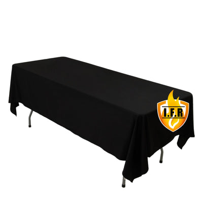 Fire Retardant Scuba Tablecloth â€“ 60"x102" Rectangle Black, Wrinkle Free, Stain Resistant Polyester Cover