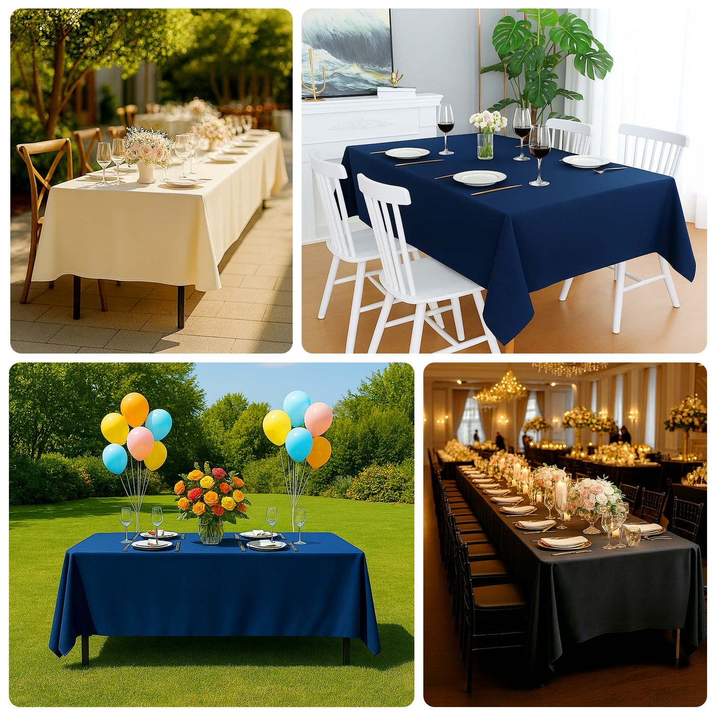 Fire Retardant Scuba Tablecloth â€“ 60"x126" Rectangle White, Wrinkle Free, Stain Resistant Polyester Cover