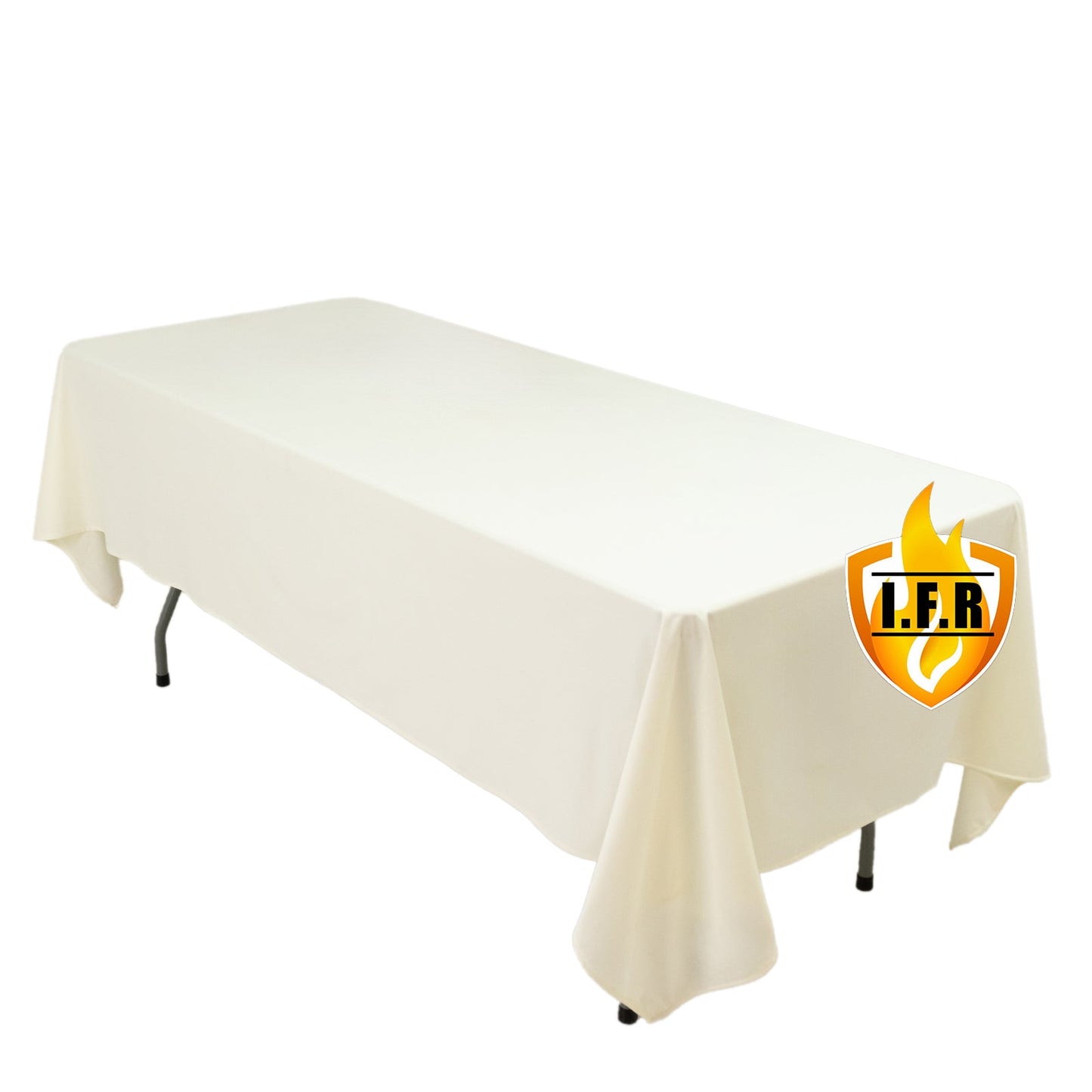 Fire Retardant Scuba Tablecloth â€“ 60"x102" Rectangle Ivory, Wrinkle Free, Stain Resistant Polyester Cover