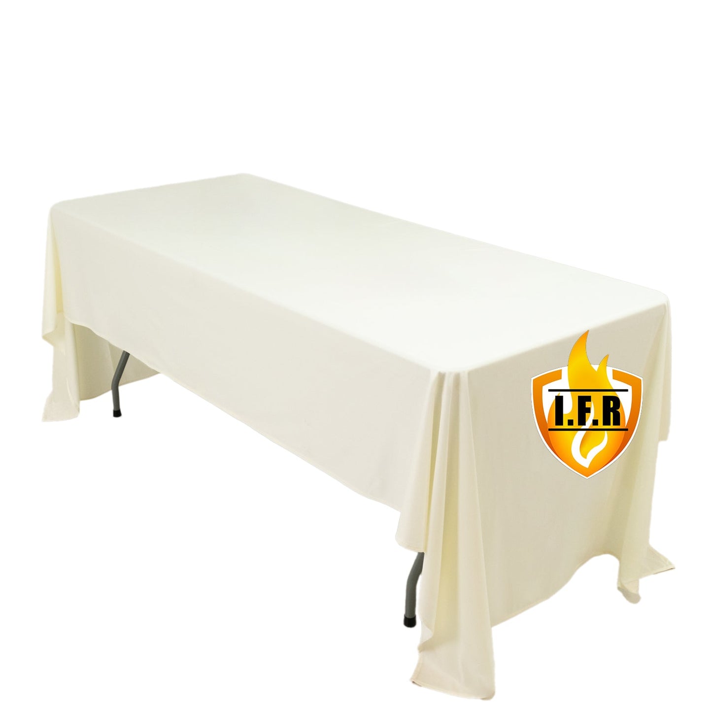 Fire Retardant Scuba Tablecloth â€“ 60"x126" Rectangle Ivory, Wrinkle Free, Stain Resistant Polyester Cover