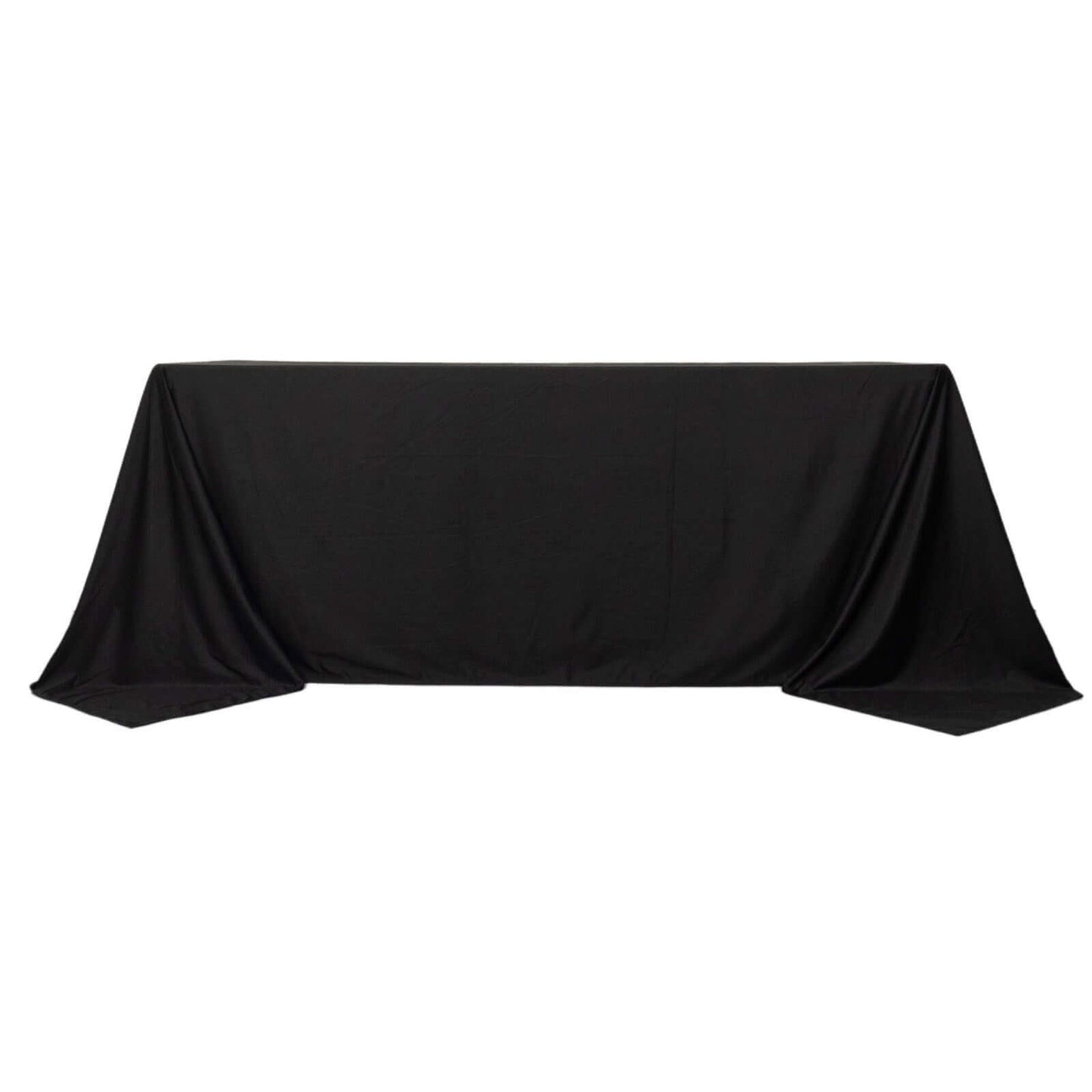 Fire Retardant Scuba Tablecloth â€“ 90"x132" Rectangle Black, Wrinkle Free, Stain Resistant, Seamless Polyester Cover