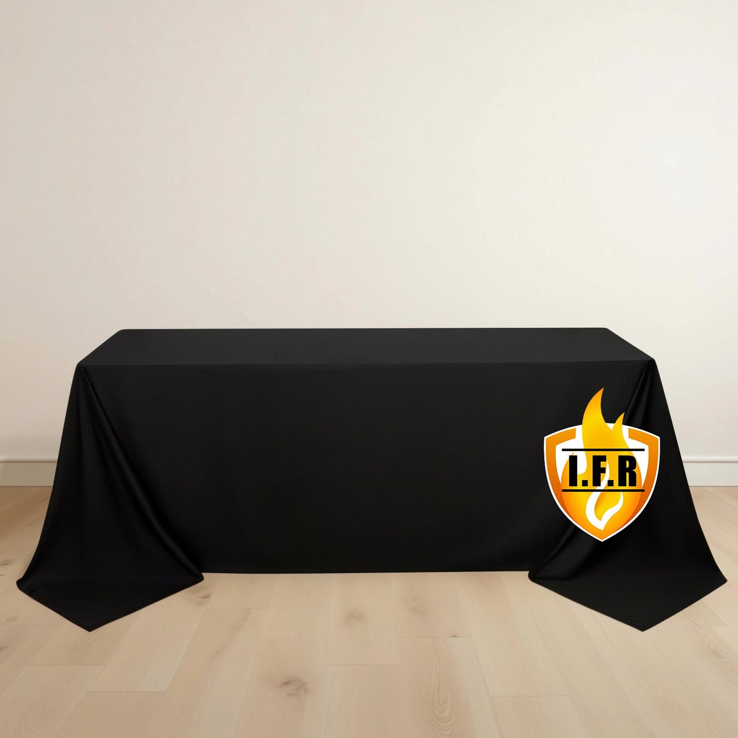 Fire Retardant Scuba Tablecloth â€“ 90"x132" Rectangle Black, Wrinkle Free, Stain Resistant, Seamless Polyester Cover
