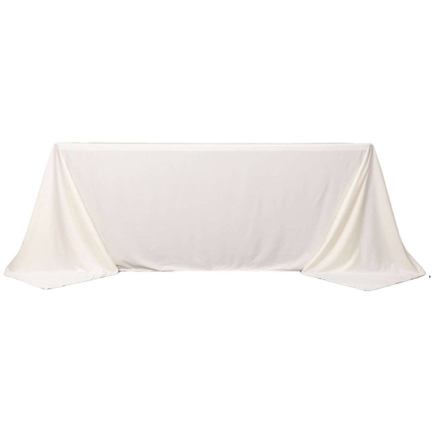 Fire Retardant Scuba Tablecloth â€“ 90"x132" Rectangle Ivory, Wrinkle Free, Stain Resistant, Seamless Polyester Cover