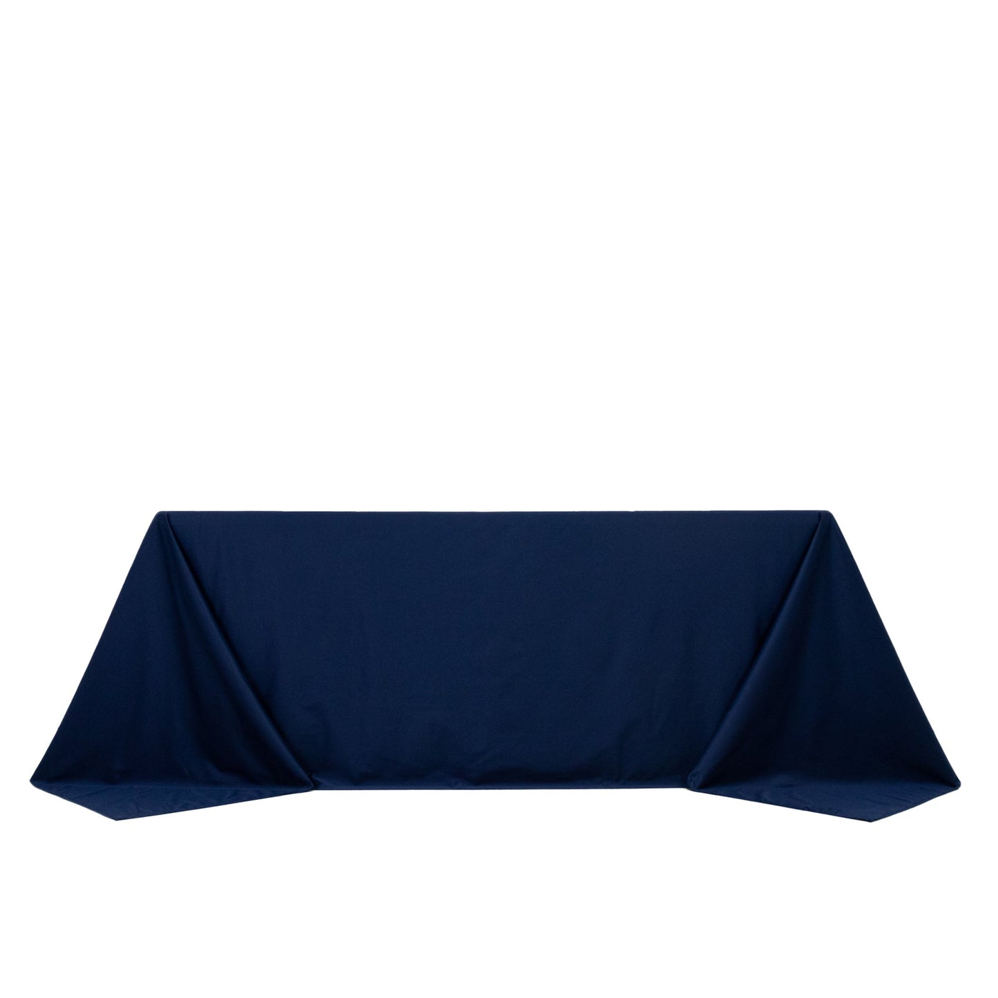Fire Retardant Scuba Tablecloth â€“ 90"x132" Rectangle Navy Blue, Wrinkle Free, Stain Resistant, Seamless Polyester Cover