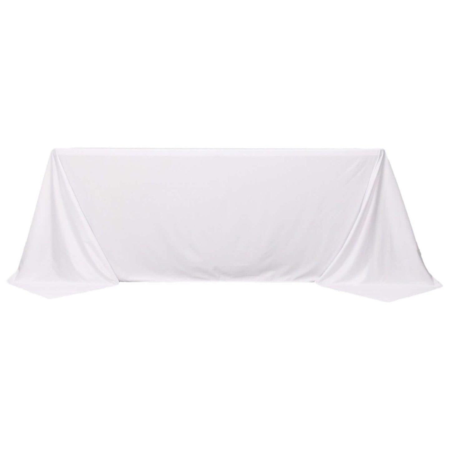 Fire Retardant Scuba Tablecloth â€“ 90"x132" Rectangle White, Wrinkle Free, Stain Resistant, Seamless Polyester Cover