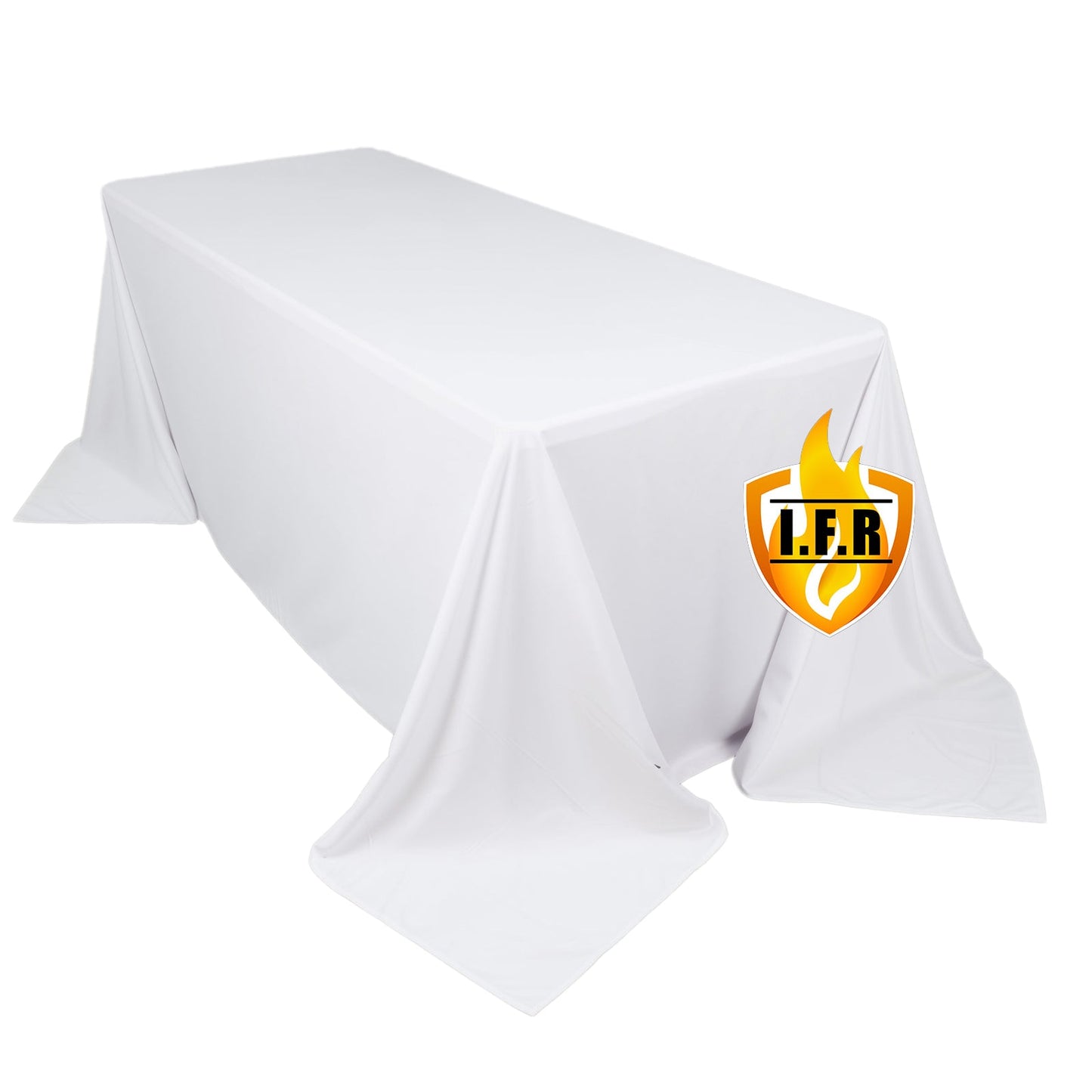 Fire Retardant Scuba Tablecloth â€“ 90"x132" Rectangle White, Wrinkle Free, Stain Resistant, Seamless Polyester Cover