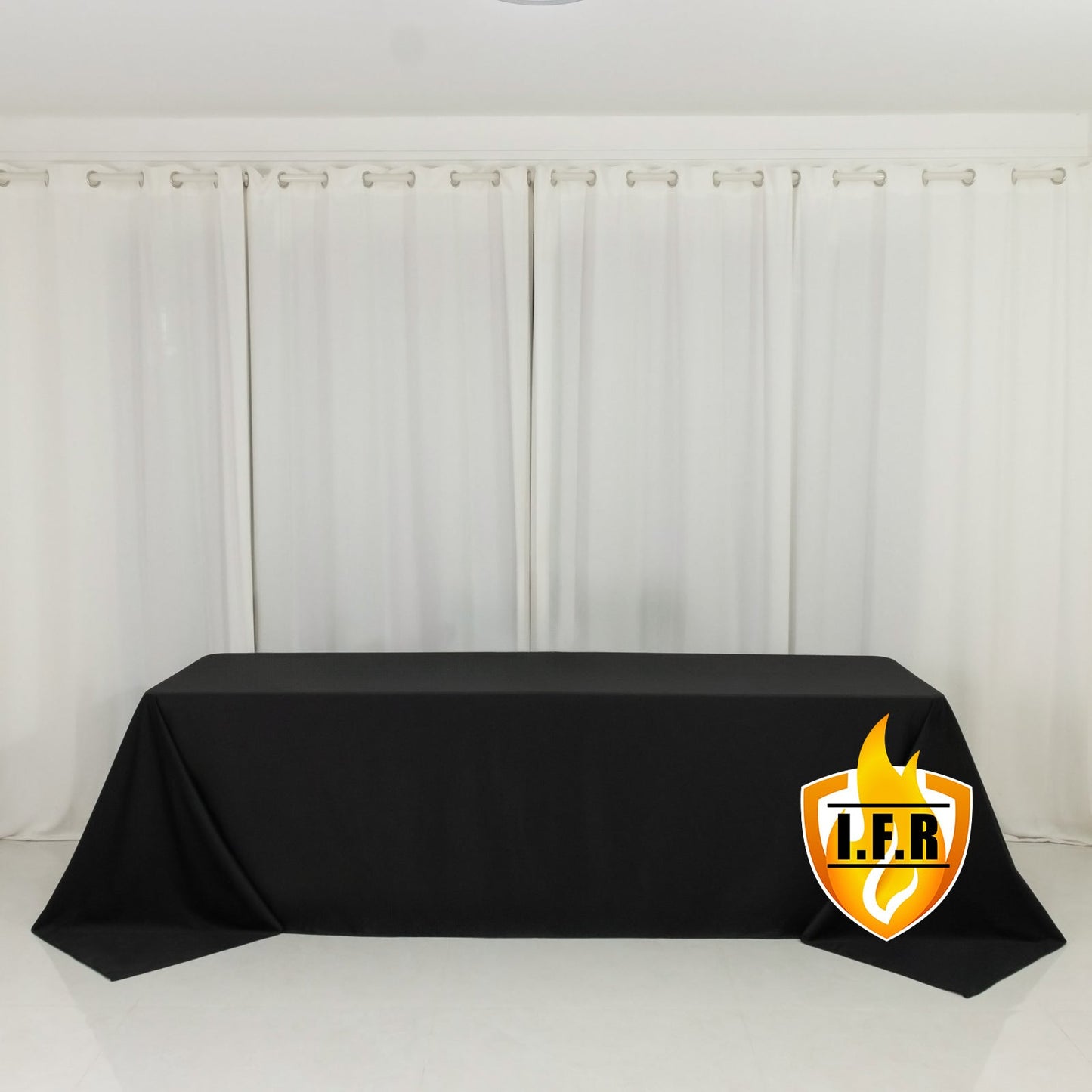 Fire Retardant Scuba Tablecloth â€“ 90"x156" Rectangle Black, Wrinkle Free, Stain Resistant, Seamless Polyester Cover
