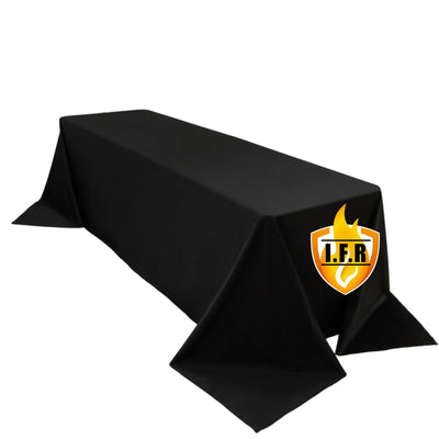 Fire Retardant Scuba Tablecloth â€“ 90"x156" Rectangle Black, Wrinkle Free, Stain Resistant, Seamless Polyester Cover