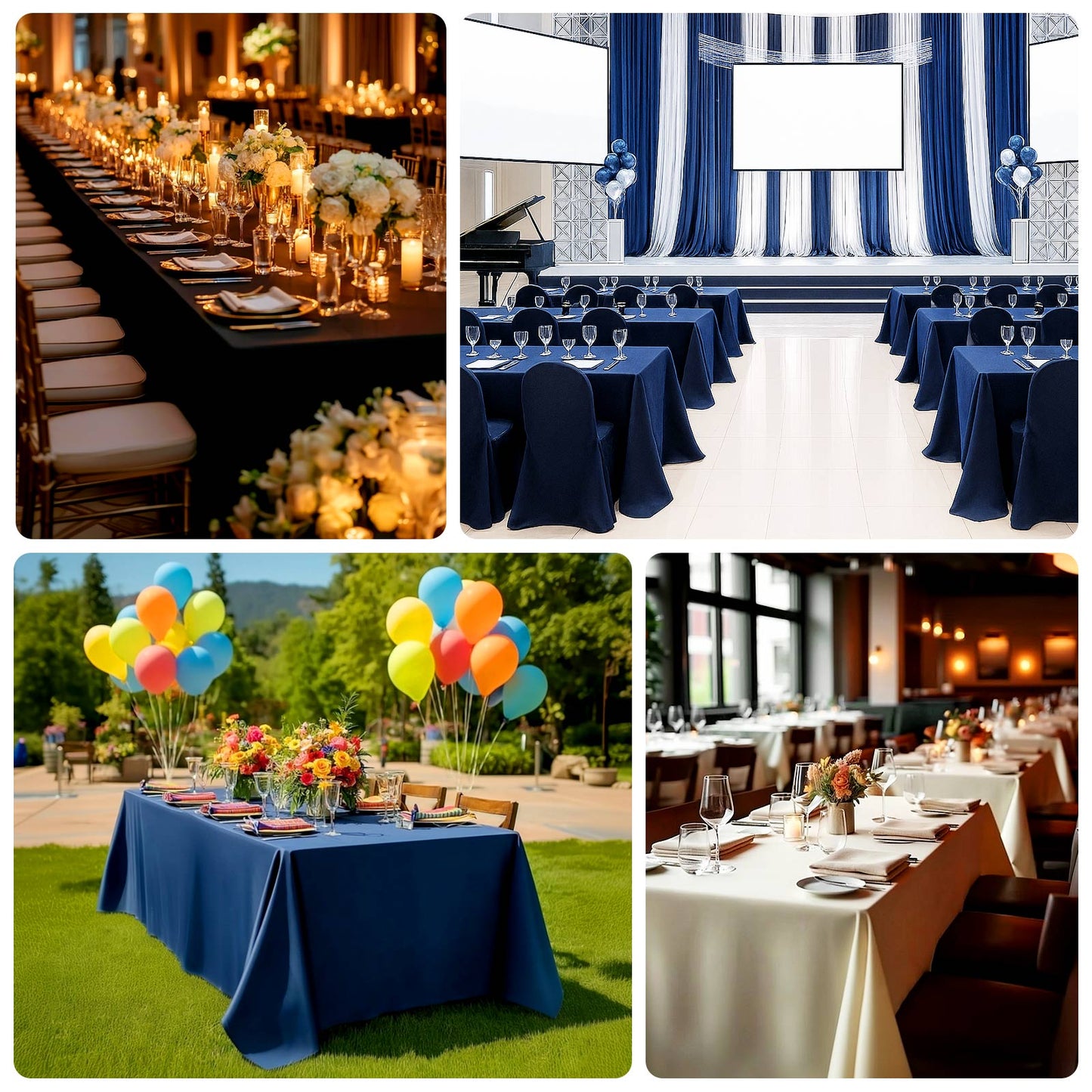 Fire Retardant Scuba Tablecloth â€“ 90"x156" Rectangle Black, Wrinkle Free, Stain Resistant, Seamless Polyester Cover