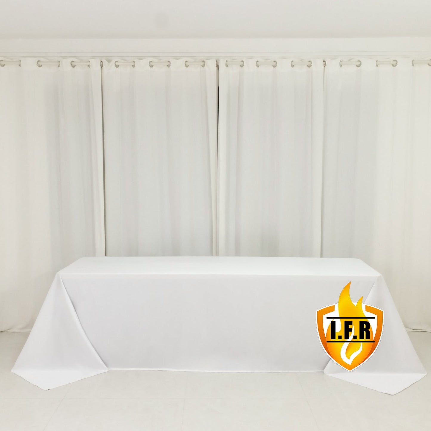 Fire Retardant Scuba Tablecloth â€“ 90"x156" Rectangle White, Wrinkle Free, Stain Resistant, Seamless Polyester Cover